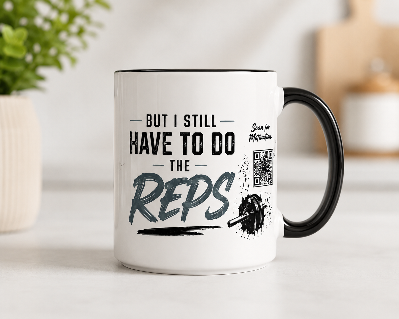 God Gives Me Strength ceramic coffee mug back