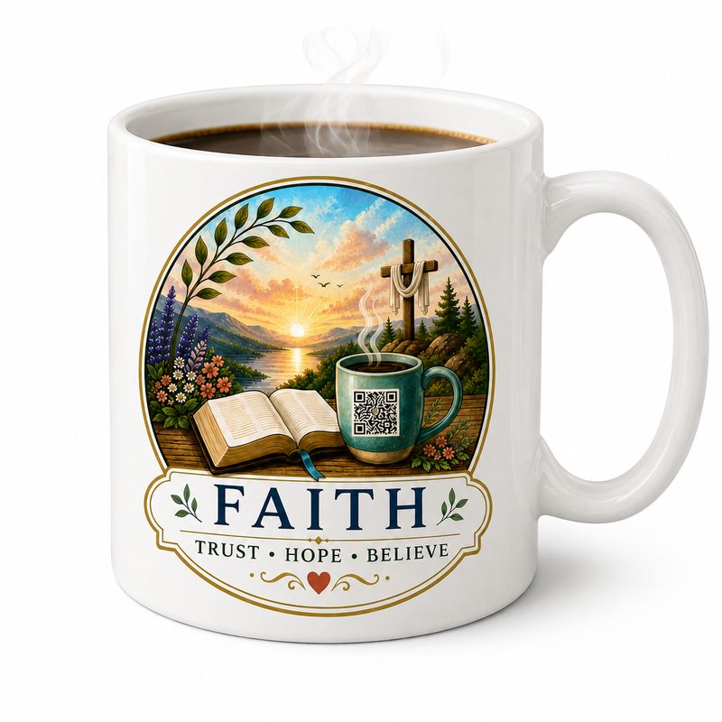 Faithful Aqua mug front